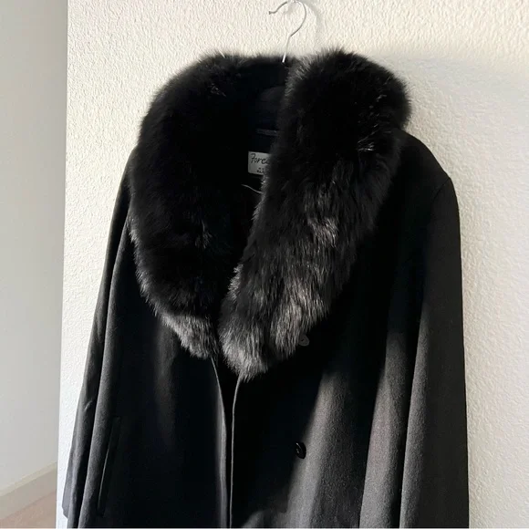 Forecaster Women's Fox-Fur-Collar Maxi Reefer Coat (Black) size 16 luxe wear NWT - Picture 6 of 14